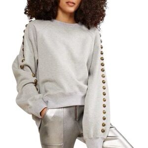 CYNTHIA ROWLEY Saturday Studded Sweatershirt Heather Gray Size M